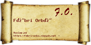 Fábri Orbó névjegykártya